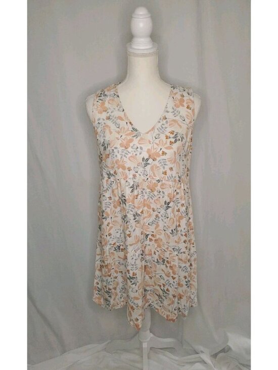 JOIE Dresses & Skirts - Joie 100% Linen Tiered Floral Orange/Coral Dress V-Neck Boho Beach Vaca Sz S